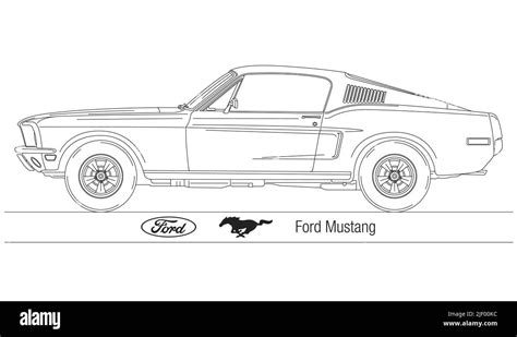 Ford Mustang Vintage Classic Car Illustration Stock Photo Alamy