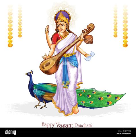 Beautiful Indian Festival Vasant Panchami On Indian God Saraswati Maa