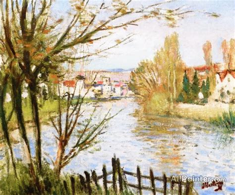 Pierre Eug Ne Mont Zin A Village By The River Oil Painting