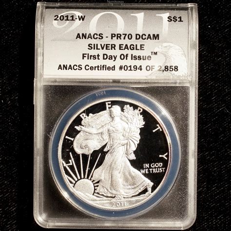 W Proof Silver American Eagle Anacs Pr Dcam First Day Of Issue