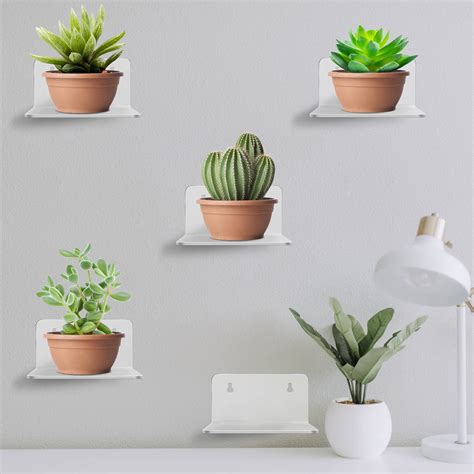 Buy 6 Pcs Small Adhesive Wall Shelves Clear Acrylic Floating Shelf