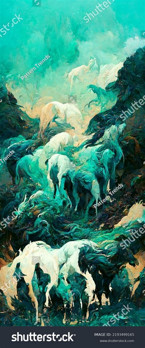 6 Wild Horses Abstract Art Digital Stock Illustration 2193499165 ...