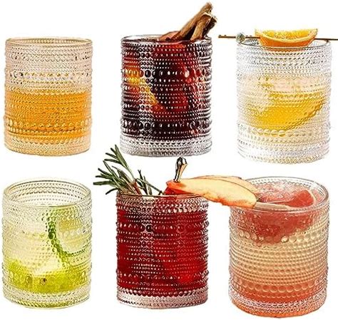 Amazon XiRiDa Hobnail Beaded Drinking Glasses Set Of 6 13 Oz Old