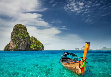 Sea Halong Bay Island Rock Railay Beach Boat Water Nature Trees