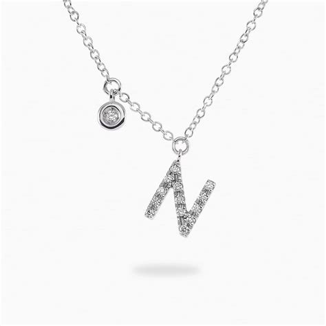 Ct White Gold Diamond Set Initial N Necklace Cerrone