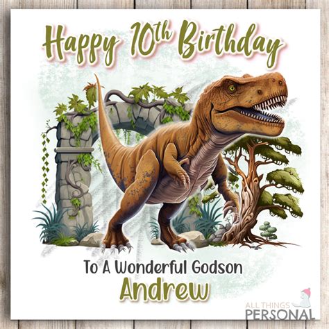 Personalised T Rex Birthday Card For Son Grandson Brother Etsy