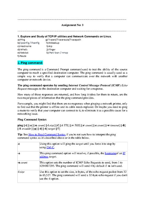 Practical Study of Linux Network Commands (Pract-1) - Studocu