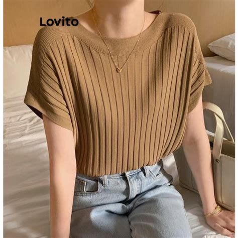 Lovito Women Casual Plain Basic Knit Top Lne42053 Shopee Philippines