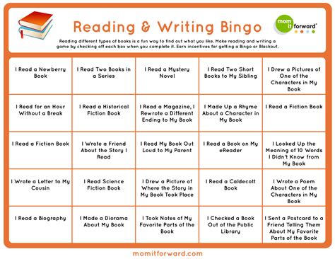 Reading and Writing Bingo Printable - Mom it ForwardMom it Forward