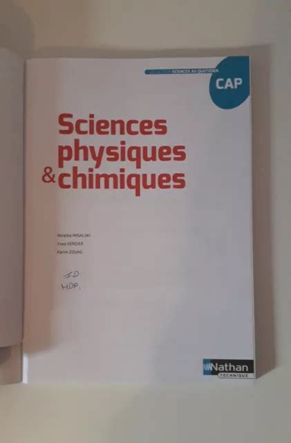 LIVRE SCIENCES PHYSIQUE Et Chimie CAP EUR 5 00 PicClick FR