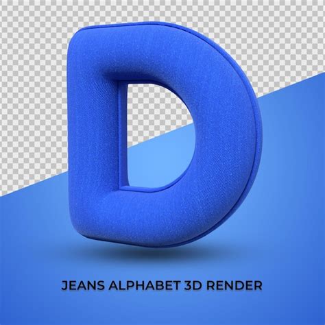 Premium PSD 3d Render Alphabet D Font Blue Jeans