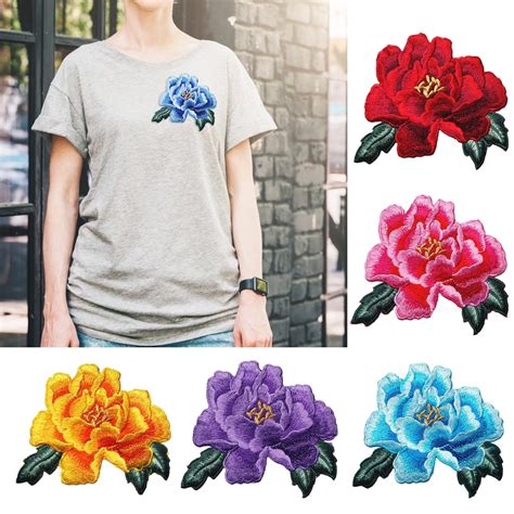 Mairbeon 2Pcs Embroidered Patch Peony Design Effective Repairing Dress