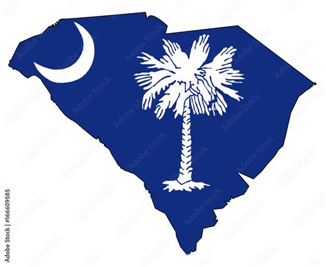 South Carolina Outline Map And Flag Stock Vector Adobe Stock