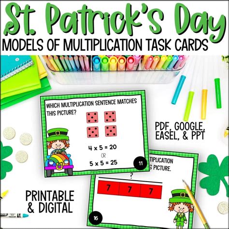 St Patrick S Day Models For Multiplication Task Cards Curious