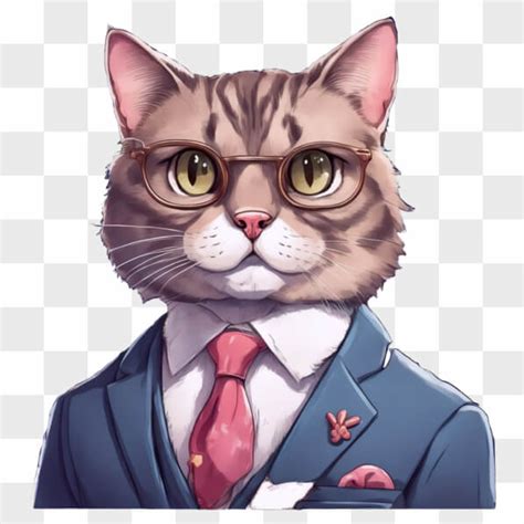 Descarga Elegante Gato Con Traje Y Corbata Con Gafas Cartoons En L Nea