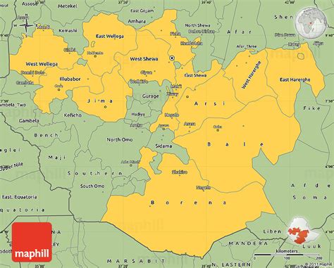 Savanna Style Simple Map of Oromiya