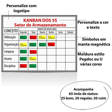 Quadro Kanban Do 5 S Totalmente Personalizado DKJ Online A Loja Da