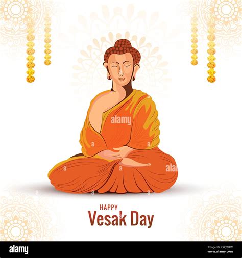 Happy Buddha Purnima Vesak Day Traditional Card Background Stock Vector