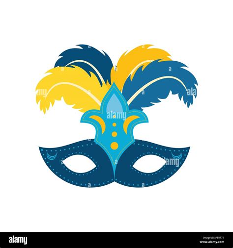 Happy Brazilian Carnival Day Blue Color Carnival Mask With Colorful