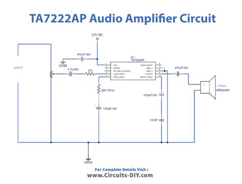 6 Watt Audio Amplifier Circuit TA7222AP Amplifier IC