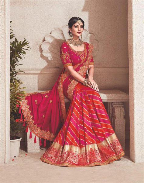 Pink Fancy Silk Indian Wedding Saree 2303