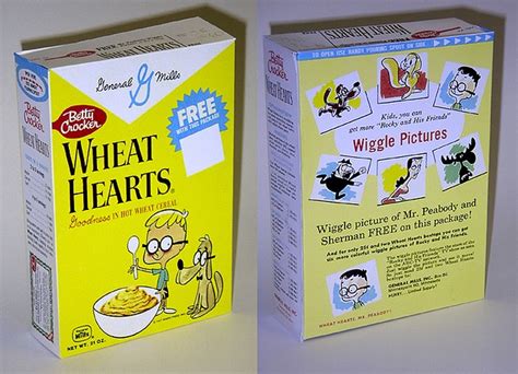 1960 Wheat Hearts Cereal Box With Sherman And Peabody Jay Ward Cereal