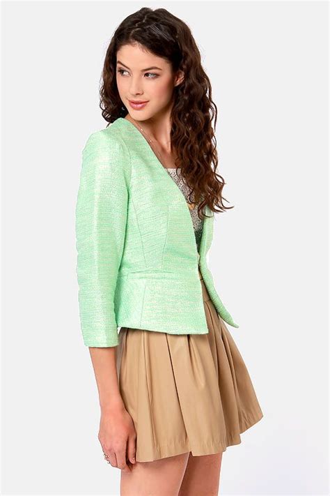 Cute Mint Green Jacket Cropped Jacket 6000 Mint Green Jacket