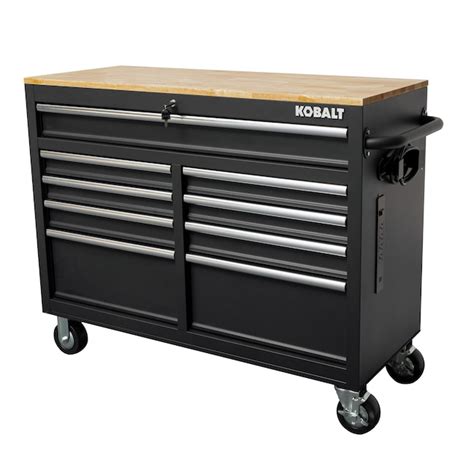 Kobalt 18-in L x 37.2-in H 9-Drawers Rolling Black Wood Work Bench in the Work Benches & Tops ...