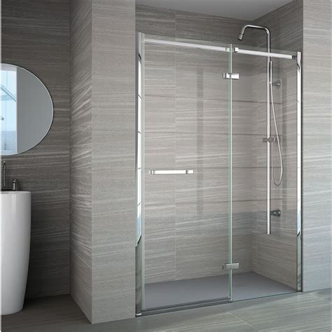 Merlyn 8 Series Frameless Hinge And Inline Shower Door With Side Panel 1600mm A0611vf Shower