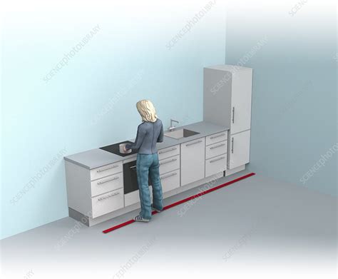 Kitchen ergonomics, illustration - Stock Image - C046/6541 - Science Photo Library