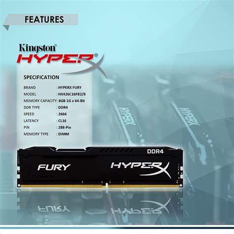 Hyperx Fury 8gb Ddr4 2666mhz Hx426c16fb8 Random Access Memory