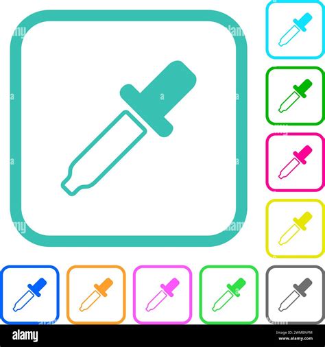 Pipette Vivid Colored Flat Icons In Curved Borders On White Background