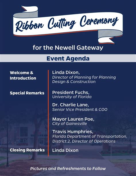 newell ribbon cutting event agenda uf business affairs