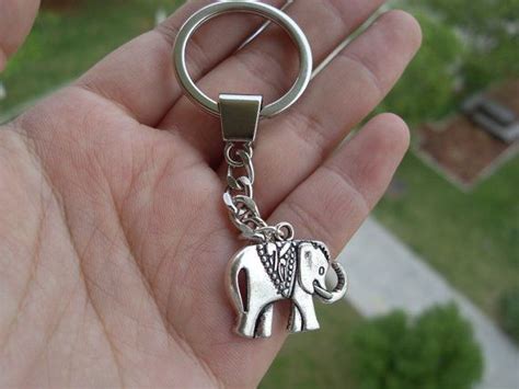 Silver Elephant Key Chain Lucky Elephant Key By Lovelycottageok