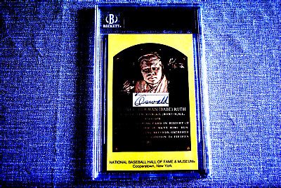 Awesome Bgs Babe Ruth Signed Cut Oswald Handwritten Hof Plaque Ny