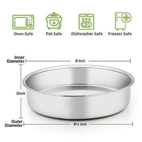 Kitcheniva Stainless Steel Round Layer Cake Baking Pans 8 Set Of 3 1 Set King Soopers