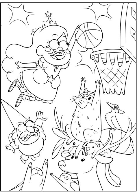 Mabel Plays Basketball Gravity Falls Coloring Pages For Kids