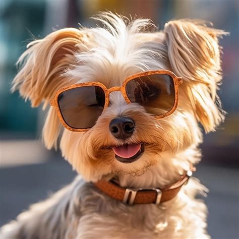 Un Perro Con Gafas De Sol Foto Premium