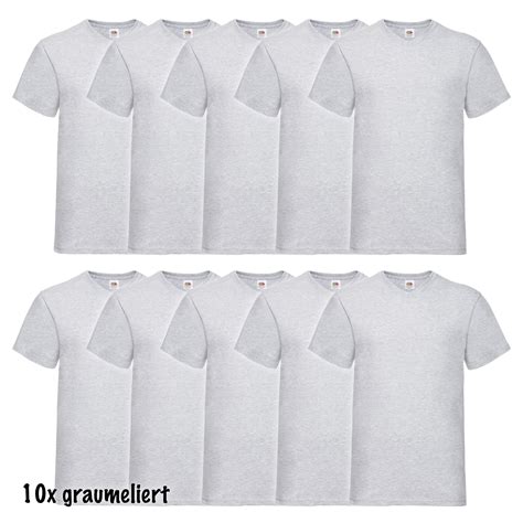 10er Pack Fruit Of The Loom Valueweight V Neck T Herren T Shirt V