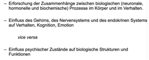 Vorlesung Grundlagen Biopsychologie Flashcards Quizlet