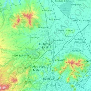 Cuautitl N Izcalli Topographic Map Elevation Relief