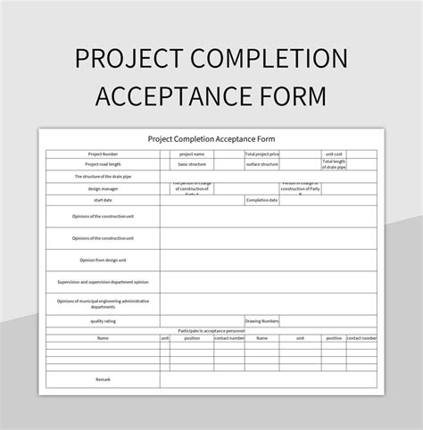 Project Completion Acceptance Form Excel Template And Google Sheets