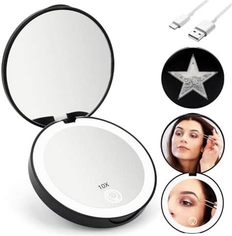 Bisivio Rechargeable Led Travel Makeup Mirror 1x 10x