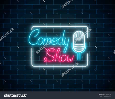 Glowing Neon Comedy Show Sign Retro Stock Illustration 1118538728