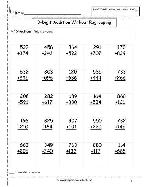 Free Printable Math Facts Worksheet 2nd Grade