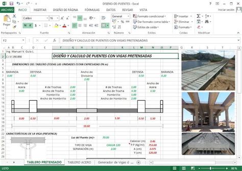 Plantillas Excel Para Ingenieros Civiles Puentes Hojas De Cálculo Hoja De Calculo Excel