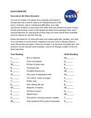 NASA MoonExercise Pdf NASA Exercise Survival On The Moon Scenario