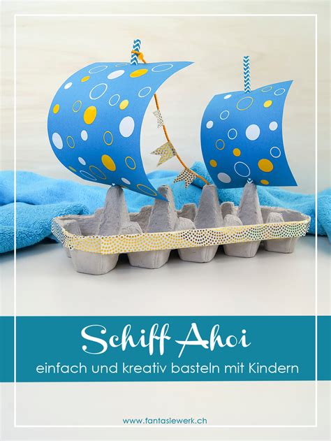 Schiff aus Eierkarton Eine Bastelidee für Kleinkinder kreativ mit