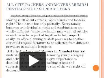 Ppt All City Packers And Movers Mumbai Central Your Super Movers