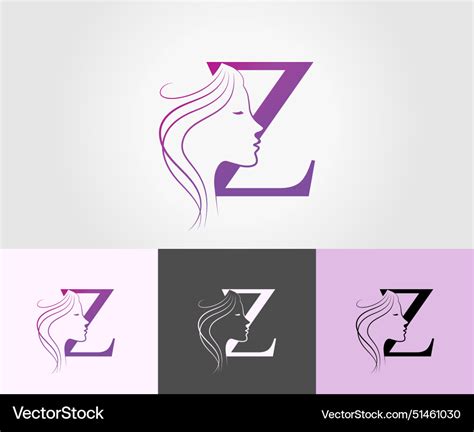 Z Letter Beauty Face Hair Salon Logo Design Vector Image